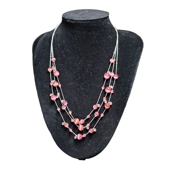 Vintage Pretty in Pink Multi-Layered Beaded Necklace - Picture 1 of 6